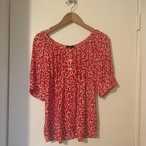 J. Crew Red Floral Top, Size Small